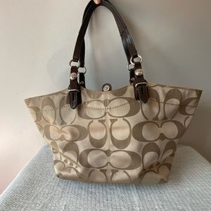 Coach Beige Sateen Fabric Tote K1194-F16175